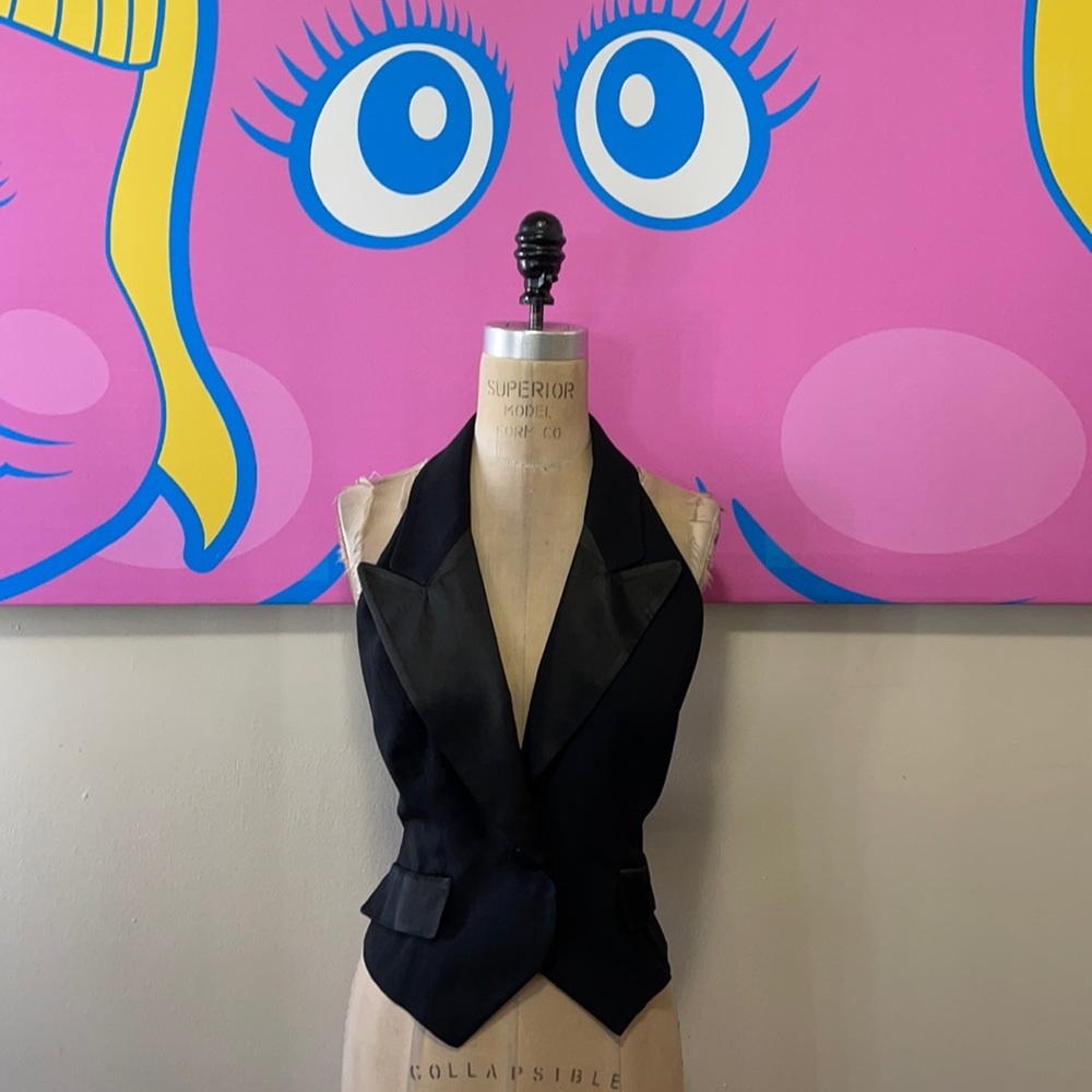 Moschino Black Tuxedo Halter Style Top Vest